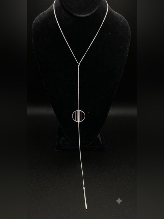 Jenny Bird Jewelry - Jenny Bird Silver Colour Necklace with Circular Black Bar Pendant